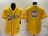 Men's Green Bay Packers Yellow Team Big Logo With Patch Cool Base Stitched Baseball Jersey,baseball caps,new era cap wholesale,wholesale hats